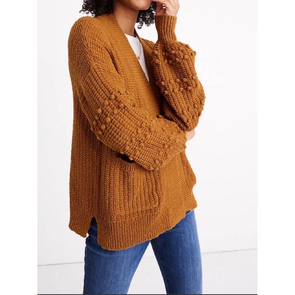 Madewell Bobble Cardigan Sweater Womens Open Front Dropped Shoulder Size M